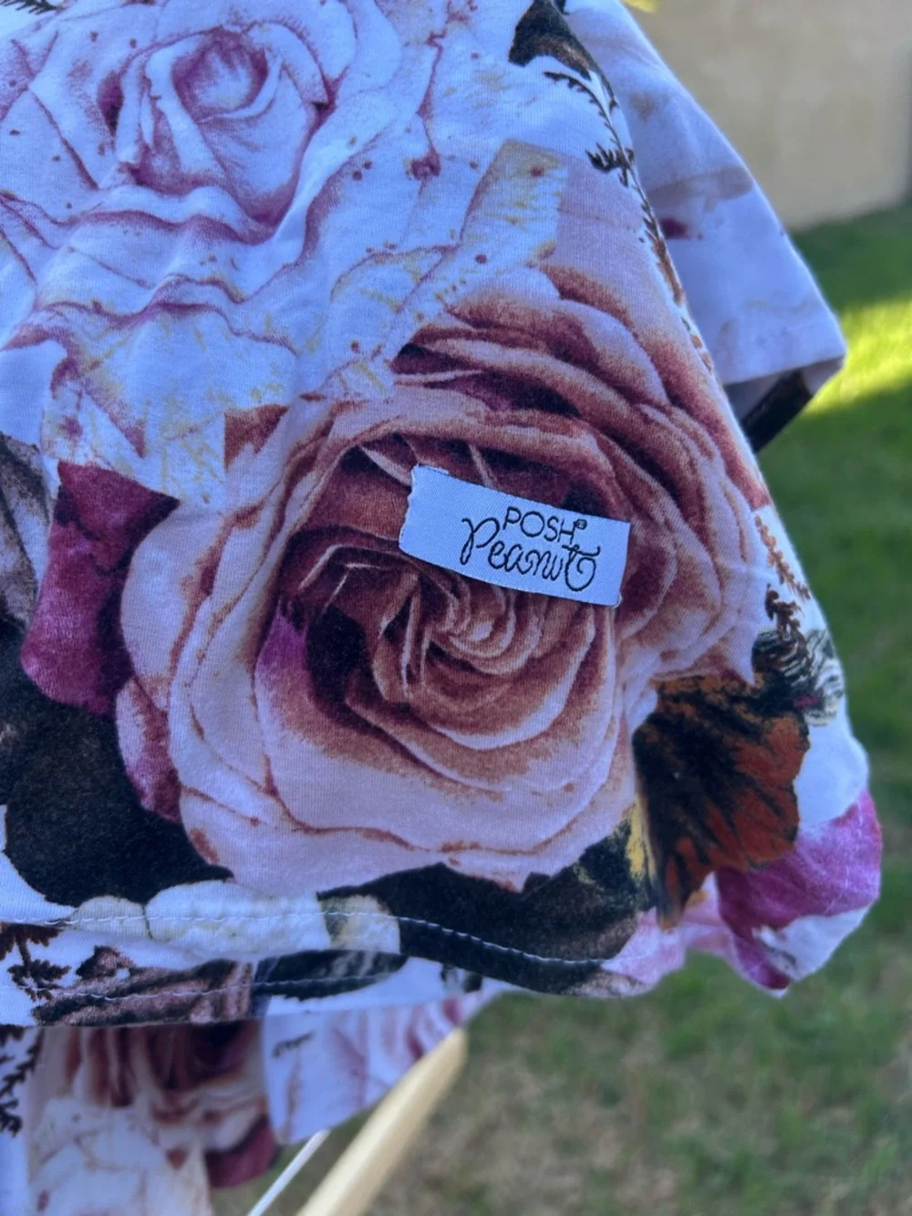 Posh Peanut White Floral swaddle blanket with Pink & Burgundy Roses